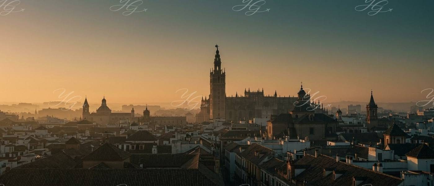 Les toits de Séville et la Giralda au coucher du soleil